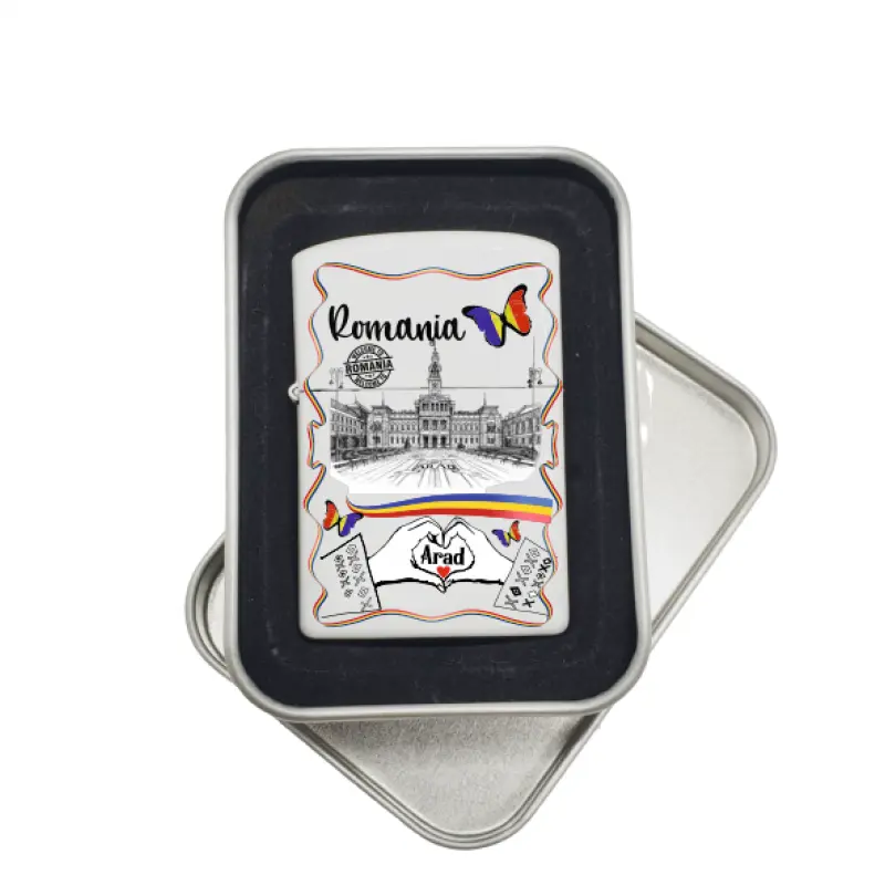 Arad romania, bricheta metalica personalizata cu mesaj